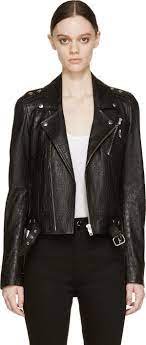 Blk Dnm Black Croc Embossed Biker Jacket