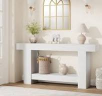 Console table, double-layer console table with storage space, used for  living room,1.6m,Antique white