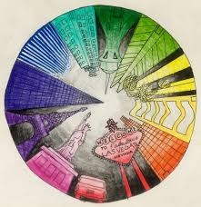 Objective Students Will Create A Color Wheel Using One Point Perspective Accurate Color Color Wheel Art Projects Color Wheel Art Middle School Art Projects