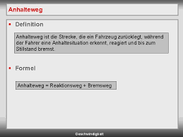 Reaktionsweg bremsweg und anhalteweg fur den fuhrerschein. Geschwindigkeit Fahrlehrer Be Erstellt Von Harry Bayer Anhalteweg