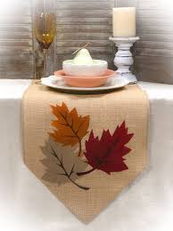 Fall Table Runner With Leaf Design On Both Ends Thanksgiving Etsy Fall Table Runners Burlap Table Runners Fall Table