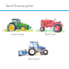 Farm Tractor Prints Set Nursery Decor Watercolor Tractor Etsy Tractor Decor Art Wall Kids Tractors