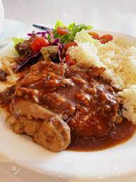 Chicken chop with black pepper sauce. Asian Chicken Chop Rice With Black Pepper Sauce On The Table Stock Photo Picture And Royalty Free Image Image 100107896