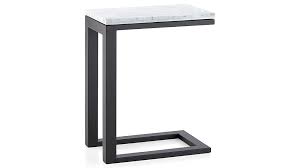 Parsons White Marble Top Dark Steel Base 20x12 C Table C Table Dark Steel Marble Top
