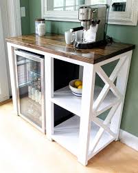 A cabinet with enough surface area can easily enough be crafted into a diy coffee bar, like this from my repurposed life. This Coffee Bar Mini Fridge Table I Made Build Vid In Comments Howto Coffee Bar Home Diy Coffee Bar Home Coffee Bar