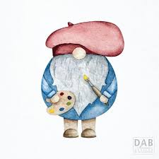 Gnome Artist Watercolor Painting Artwork Print Etsy Gnomes Crafts Artwork Painting Gnome Paint