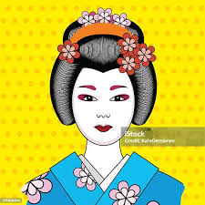 Giapponese Donna Folk Art Primo Personaggio Vettore