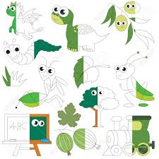 Se requieren pocos materiales y es muy divertido para que los pequeños practiquen el uso. Objetos De Color Verde La Gran Coleccion De Libros Para Colorear Para Ninos En Edad Preescolar Con Un Nivel De Juego Facil El Juego De Ninos Para Colorear La Mitad Incolora Por