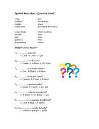 Spanish Worksheet Question Words This Or That Questions Spanish Worksheets Beginner Spanish Lessons