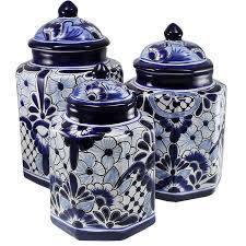 Blue and white kitchen canisters. Ceramic Canister Set Talavera Canisters For Sale