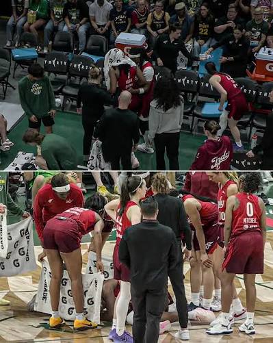 ESPN | Aliyah Boston appeared to suffer a leg injury during Fever-Storm. |  Instagram