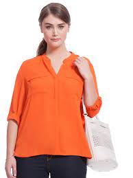 Dorothy Perkins Rollsleeve Top In Orange Tops Plus Size Tops Plus Size