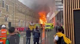 A passenger on the tube travelling through elephant and castle station said the area was being hurriedly closed, and that it was a petrol station that had caught fire. Wgiefmck Ih4nm