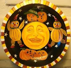 Hand-painted wood bowl wall decor