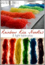 Rainbow Rice Noodles Light Table Play Rainbow Rice Light Table Sensory Lights