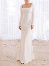 Prinzessin brautkleid hochzeitskleid spitze glitzer langarm maßanfertigung neu. Moderne Brautkleid Satin Schlicht Ohne Spitze Langarm Carre Ausschnitt