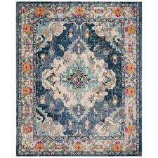 Safavieh Monaco Navy Light Blue 9 Ft X 12 Ft Area Rug Mnc243n 9 The Home Depot In 2020 Colorful Rugs Light Blue Area Rug Oriental Area Rugs