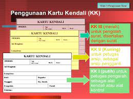 Sebagai alat pengendali surat masuk/keluar. Slide 6 Pengurusan Surat