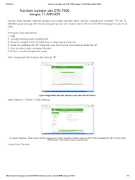 Berikut cara mudah mengetahui password admin terbaru modem indihome telkom tanpa reset dan telnet. Nambah Repeater Dari Zte F609 Dengan Tl Mr3420 Mbah Mitra Pdf
