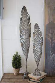 Kalalou Painted Metal Leaf Sculptures Set Of 2 In 2021 Welding Art Metal Sculpture Metal Leaves