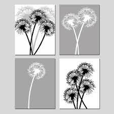 Dandelion Quad Set Of Four Coordinating 8x10 Floral By Tessyla Dandelion Art Feather Wall Art White Dandelion
