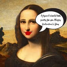 Impression rigide for Sale avec l'œuvre « Saint Valentin Mona Lisa aux  lèvres rouges » de l'artiste Freestylist