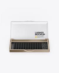 Opened Transparent Box With Lashes Mockup Front View In Box Mockups On Yellow Images Object Mockups Mockup Free Psd Mockup Free Mockup