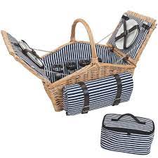 Ein picknickkorb ist etwas nettes und besonderes in den sommermonaten. Matches21 Home Hobby Picknickkorb Picknickkorb Weidenkorb 14 Tlg Blau Weiss Fur 4 Personen Geschirr Besteck Zubehor Picknickdecke Online Kaufen Otto