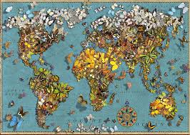Eurographics 500 larger piece jigsaw puzzle: Ravensburger World Of Butterflies Map Puzzle Puzzles Please