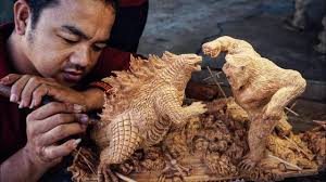 Godzilla vs Kong Wood Carving 10 Days of Making Amazing Woodworking