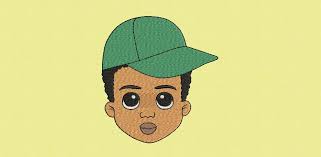 Afro Boy Face Embroidery Design: Hat Portrait (digital Download)