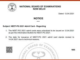 This page is purely meant to make the neet pg 2020 counselling and neet pg 2021. Neet Pg Admit Card 2021 Delayed To Be Released On 14th April Check Detailed Notification At Natboard Edu In