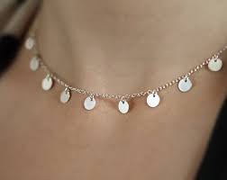 Multiple Disc Choker Necklace Long Lengths Available In Sterling Silver Minimalist Etsy Everydayjewelry Daintyjewelr Dainty Choker Disc Necklace Necklace