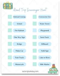 Kids road trip scavenger hunt printable. Fun Road Trip Scavenger Hunt For Kids Free Printable A Storybook Day