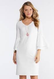 Cato Fashions Plus Size White Bell Sleeve Dress Catofashions Cato Fashion Plus Size Skirt Fashion Plus Size Outfits