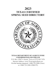 TEXAS CERTIFIED SPRING SEED DIRECTORY
