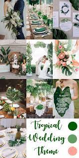All of these tropical leaf wedding bouquets can inspire your own arrangement. Color Shades And Table Setting Inspo Tropical Wedding Theme Tropical Wedding Decor Tropical Wedding