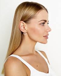 Damen Ohrringe Silber 925, runde Ohrstecker Kreis mit Zirkonia-Kristalle  funkelnd Statement I Daniel Clifford