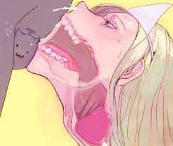 1boy :3 balls deep binbougami ga! blonde hair blush brown eyes  censored cross section cum cum in mouth cum in throat cum inside cum out  nose deepthroat ejaculation fellatio