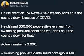 Accusations of abuse and tampering with a corpse: Dr Phil Appears On Fox News To Wrongly Compare Covid 19 To Swimming Pool Deaths