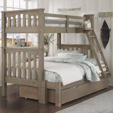 Donco trading co twin/full mission bunk bed with trundle bed, brushed gray finish. Ne Kids Highlands Mission Style Twin Over Full Bunk Bed With Hanging Tray And Under Bed Trundle Belfort Furniture Bunk Beds