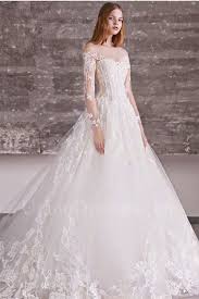 Princess Ball Gown Illusion Neckline Cold Shoulder Long Sleeve Corset Lace Tulle Wedding Dress Princess Ball Gowns Ball Gown Wedding Dress Wedding Dresses Corset