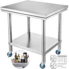 Shop wayfair for all the best stainless steel kitchen & dining tables. Rolling Stainless Steel Top Kitchen Work Table Cart Casters Shelving 36 X24 871248369958 Ebay
