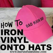 How To Iron Vinyl Onto Hats Cricut Project Burst Of Sunshine Cricut Iron On Vinyl Cricut Projects Diy Cricut