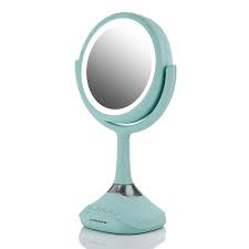This elegant piece is a timeless classic offering sophistication while constructed and designed with modern. Ovente Lighted Vanity Mirror Table Top 360 Degree Spinning 6 Double Sided Circle Led 1x 5x Magnifier With Mp3 Bluetooth Audio Wireless Speaker Rechargeable Usb Operated Baby Blue Mrt06bl1x5x Walmart Com