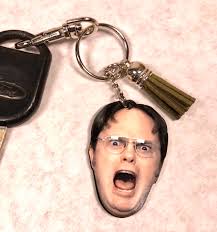 Dwight Schrute Keychain With Tassel and Lobster Claw Hook