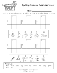 1st grade crossword puzzles first graders are beginning to develop their academic skills. Spelling Crossword Puzzle Worksheet For 1st Grade Free Printable