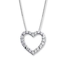 North star smile bar necklace with diamond in gold plating. Diamond Heart Necklace 2 Ct Tw Round Cut 14k White Gold Jared