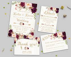Burgundy Wedding Invitation Template Floral Wedding Invitation Etsy Wedding Invitation Templates Etsy Wedding Invitations Floral Wedding Invitations
