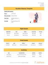 Gives family members immediate access to your records. Itinerary Templates Pdf Templates Jotform